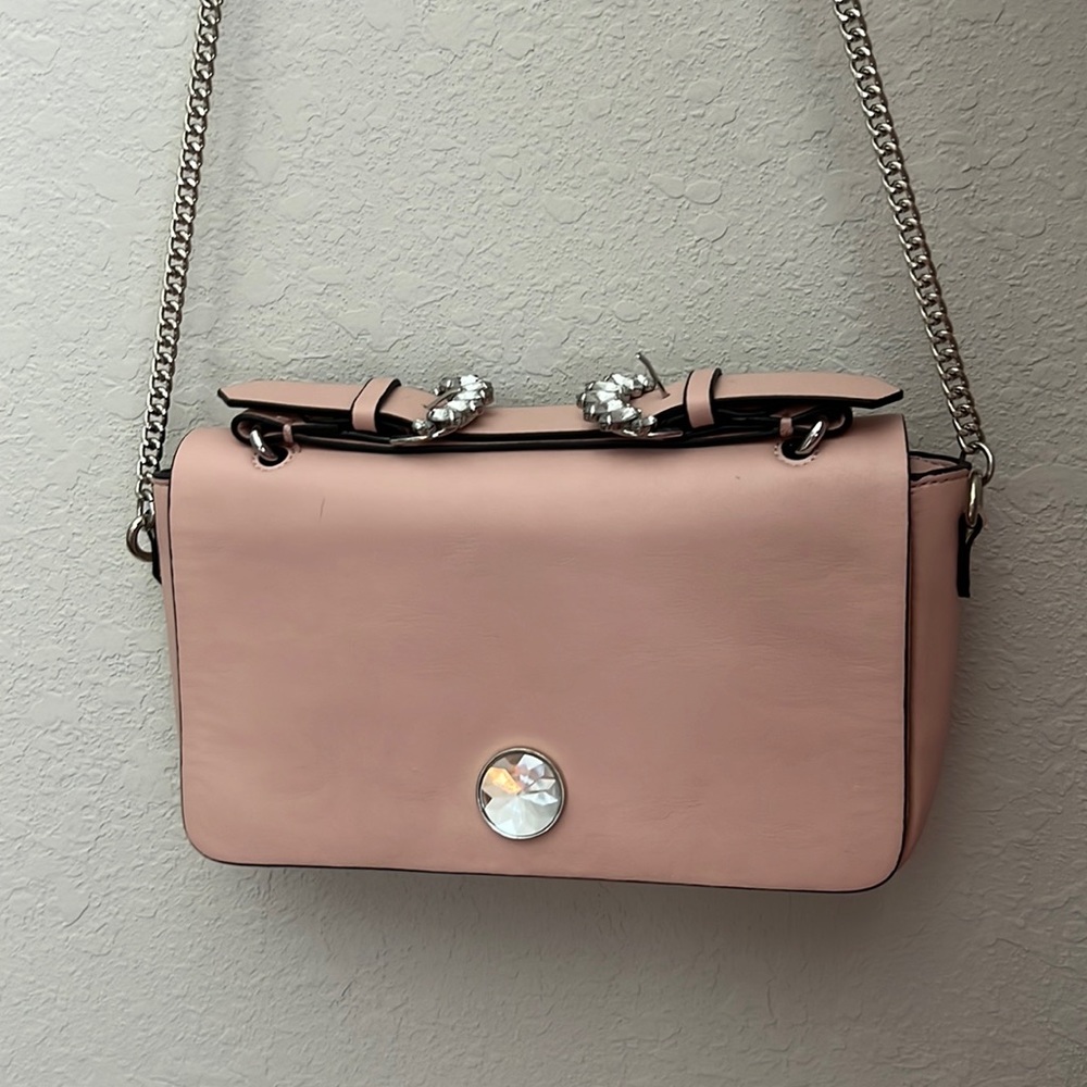 Pink/cream Zara crossbody bag